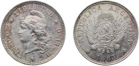 Argentina Federal Republic 1883 20 Centavos Silver (.900) (1511000) 5g UNC KM 27 CJ 18 to 20