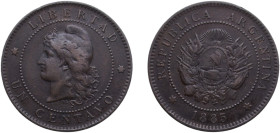 Argentina Federal Republic 1885 1 Centavo Bronze (1314000) 5g XF KM 32 CJ 38 to 51