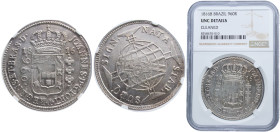 Brazil Portuguese colony 1816 B 960 Réis - João Prince Regent Silver (.896) Bahia Mint (2394441) 26.89g NGC UNC Cleaned KM 307