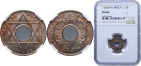 British West Africa British colony 1938 ⅒ Penny - George VI Copper-nickel Royal Mint (Tower Hill) (12000000) 1.94g NGC MS 64 KM 20