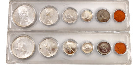 Canada Commonwealth 1967 Coinage Set - Elizabeth II (Confederation, 6 Lots, with 4 silver coins) Ottawa Mint BU