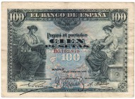 Banco de España

100 Pesetas. 30 junio 1906. Serie B. ED.313a. MBC/MBC-.