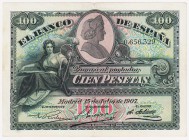 Banco de España

100 Pesetas. 15 julio 1907. Sin serie. ED.320. Ligeramente restaurado. MBC.