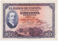 Banco de España

50 Pesetas. 17 mayo 1927. Sin serie. ED.326. BC+.