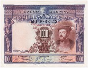 Guerra Civil-Zona Republicana, Banco de España

1000 Pesetas. 1 julio 1925. Sin serie. Numeración posterior al 3.646.000. ED.351. MBC+/MBC.