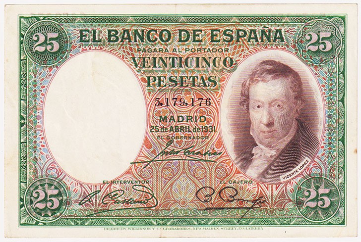Guerra Civil-Zona Republicana, Banco de España

25 Pesetas. 25 abril 1931. Sin...