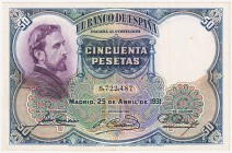 Guerra Civil-Zona Republicana, Banco de España

50 Pesetas. 25 abril 1931. Sin serie. ED.359. MBC.