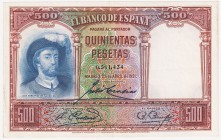 Guerra Civil-Zona Republicana, Banco de España

500 Pesetas. 25 abril 1931. Sin serie. ED.361. MBC+.