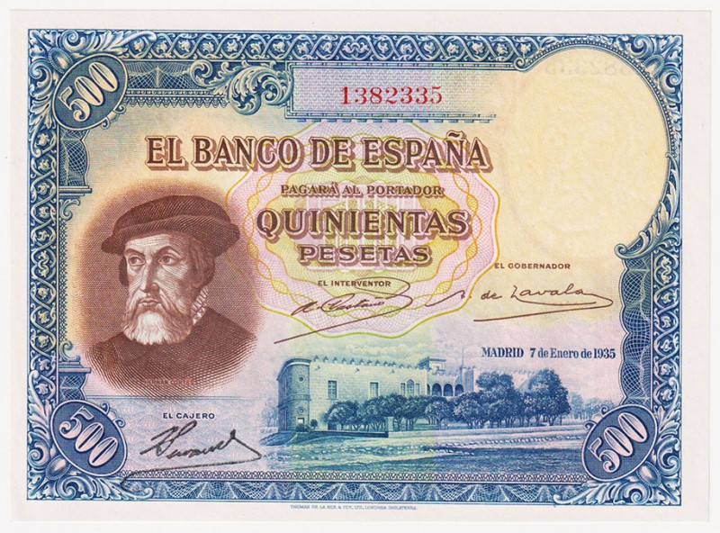 Guerra Civil-Zona Republicana, Banco de España

500 Pesetas. 7 enero 1935. Sin...