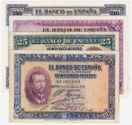 Guerra Civil-Zona Republicana, Banco de España

Lote de 4 billetes. 25 Pesetas 1926 y 1928, 50 Pesetas 1928 y 100 Pesetas 1925. MBC+ a RC.