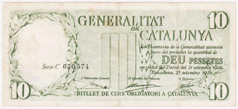 Guerra Civil-Zona Republicana, Banco de España

Generalitat de Catalunya

10...