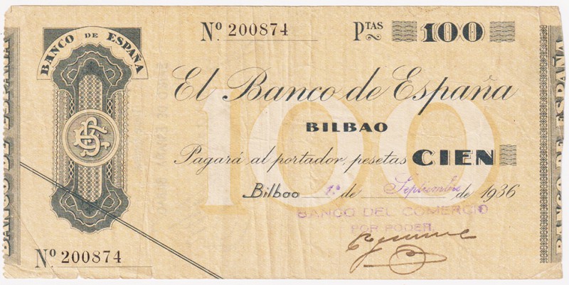 Guerra Civil-Zona Republicana, Banco de España

Banco de España, Bilbao

100...