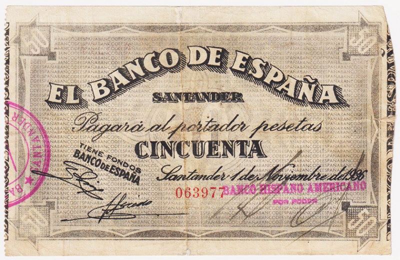 Guerra Civil-Zona Republicana, Banco de España

Banco de España, Santander

...