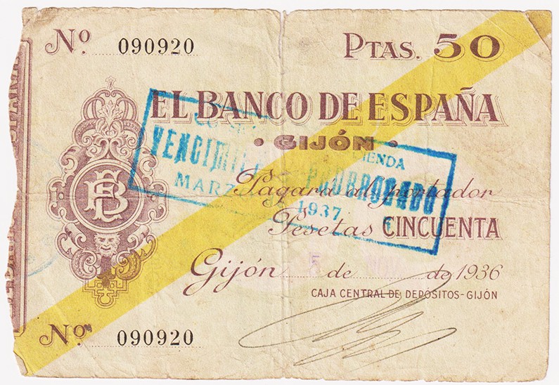 Guerra Civil-Zona Republicana, Banco de España

Banco de España, Gijón

50 P...