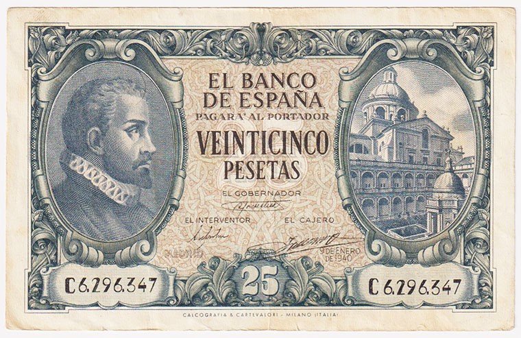 Estado Español, Banco de España

25 Pesetas. 9 enero 1940. Serie C. ED.436a. B...