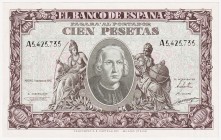 Estado Español, Banco de España

100 Pesetas. 9 enero 1940. Serie A. ED.438. Algunas arrugas, por lo demás gran ejemplar que mantiene apresto. Escas...