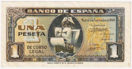 Estado Español, Banco de España

1 Peseta. 4 septiembre 1940. Serie H. ED.442a. MBC+.
