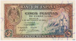 Estado Español, Banco de España

5 Pesetas. 4 septiembre 1940. Serie E. ED.443a. Mantiene apresto original. EBC+.