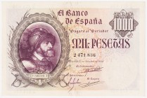 Estado Español, Banco de España

1000 Pesetas. 21 octubre 1940. Sin serie. ED.445. Planchado. MBC+.