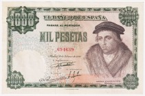 Estado Español, Banco de España

1000 Pesetas. 19 febrero 1946. Sin serie. ED.453. Lavado y planchado. EBC.