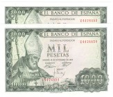 Estado Español, Banco de España

1000 Pesetas. 19 noviembre 1965. Serie Z. Pareja correlativa. ED.471b. SC.
