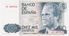 Juan Carlos I, Banco de España

10000 Pesetas. 24 septiembre 1985. Serie 1V. ED.481a. EBC.