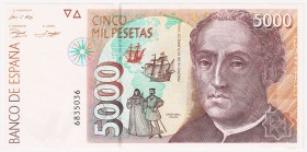 Juan Carlos I, Banco de España

5000 Pesetas. 12 octubre 1992. Sin serie. ED.484. SC.