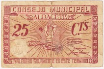 Billetes locales

Albacete, C.M. 25 Céntimos. 1ª emisión. Sello en seco. BC.