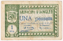 Billetes locales

Angles, M. 1 Peseta. 1937. BC.