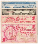 Billetes locales

Badajoz, C.P. Lote de 4 billetes (25 y 50 Céntimos y (2) 1 Peseta). 1937. El de 25 Céntimos con leyenda NULO (solamente para colec...