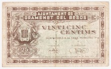 Billetes locales

Gramenet del Besos, Ay. 25 Céntimos. 1937. MBC-.