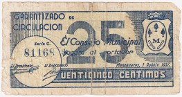 Billetes locales

Manzanares, C.M. 25 Céntimos. 1937. Pico cortado. BC.