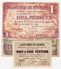Billetes locales

Sabadell, Ay. Serie de 3 valores (25 y 50 Céntimos y 1 Peseta). 1937. El de 50 céntimos con roturas y celo en reverso. SC- a RC.