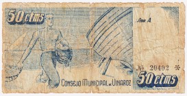 Billetes locales

Vinaroz, C.M. 50 Céntimos. 1937. RC.
