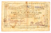 Billetes extranjeros

10 Centavos. Tesorería General del Estado. Chihuahua, 10 Diciembre 1913. P.S550. Escaso. BC.