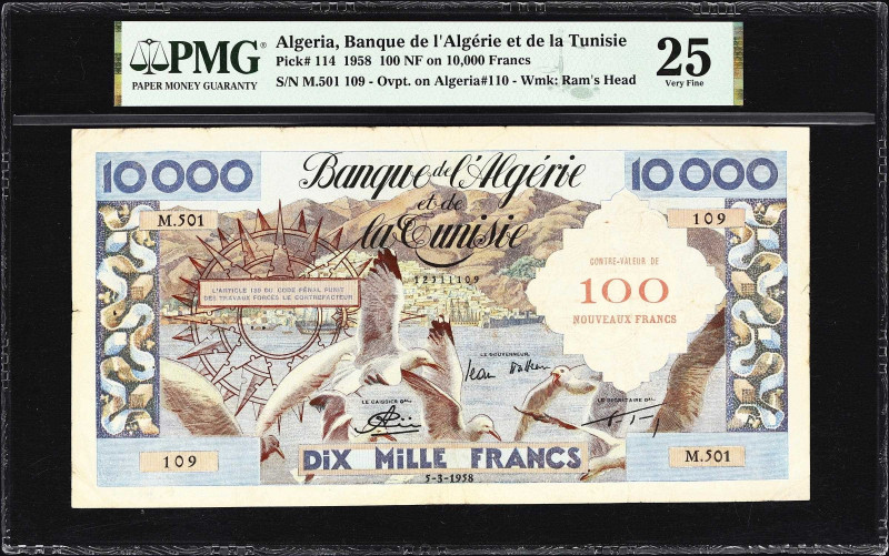 ALGERIA. Banque de l'Algerie et de la Tunisie. 100 Nouveaux Francs on 10,000 Fra...