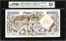 ALGERIA. Banque de l'Algerie et de la Tunisie. 100 Nouveaux Francs on 10,000 Francs, 5.3.1958. P-114. PMG Very Fine 25.
Overprint on Algeria P-110. A...