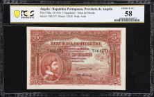 ANGOLA. Provincia de Angola. 5 Angolars, 14.8.1926. P-66a. PCGS Banknote Choice About Uncirculated 58 EPQ.
By far the nicest example of this popular ...