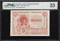 AUSTRIA. Oesterreichisch-Ungarische Bank. 20 Kronen, 31.3.1900. P-5. PMG Very Fine 25.
Even circulation is seen on this better type from Austria-Hung...