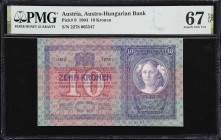 AUSTRIA. Lot of (2). Oesterreichisch-Ungarische Bank. 10 Kronen, 2.1.1904. P-9. Consecutive. PMG Superb Gem Uncirculated 67 EPQ.
Just three examples ...