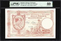 BELGIUM. Banque Nationale de Belgique. 1000 Francs-200 Belgas, 14.10.1944. P-115. PMG Extremely Fine 40.
Large-format type from the National Bank of ...