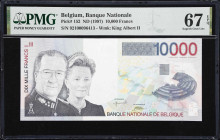 BELGIUM. Lot of (2). Banque Nationale de Belgique. 10,000 Francs, ND (1997). P-152. Consecutive. PMG Superb Gem Uncirculated 67 EPQ.
A consecutive pa...