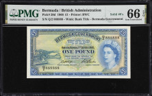 BERMUDA. Bermuda Government. 1 Pound, 1.10.1966. P-20d. Solid #8's. PMG Gem Uncirculated 66 EPQ.
Another spectacular solid serial number for the 1966...