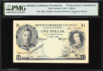 BRITISH CARIBBEAN TERRITORIES. Currency Board. 1 Dollar, 14.7.1948. P-Unlisted. Front Artist's Rendition. PMG Encapsulated.
The British Caribbean Cur...