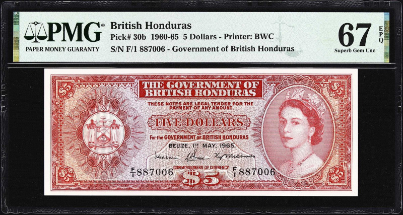 BRITISH HONDURAS. Government of British Honduras. 5 Dollars, 1.5.1965. P-30b. PM...
