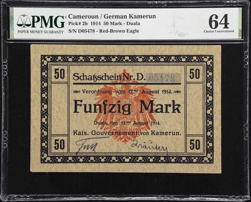 CAMEROON. Kaiserliches Gouvernement von Kamerun. 50 Mark, 12.8.1914. P-2b. PMG C...