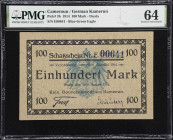 CAMEROON. Kaiserliches Gouvernement von Kamerun. 100 Mark, 12.8.1914. P-3b. PMG Choice Uncirculated 64.
The highest denomination of this short-lived ...