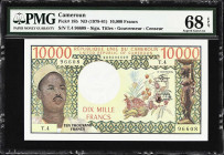 CAMEROON. Banque des Etats de l'Afrique Centrale. 10,000 Francs, ND (1978-81). P-18b. PMG Superb Gem Uncirculated 68 EPQ.
The highest denomination fr...