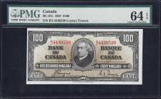 CANADA. Bank of Canada. 100 Dollars, 2.1.1937. BC-27c. PMG Choice Uncirculated 64 EPQ.
Coyne-Towers signature combination. A desirable 100 Dollar not...