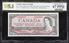 CANADA. Bank of Canada. 1000 Dollars, 1954. BC-44d. PCGS Banknote Superb Gem Uncirculated 67 PPQ.
Lawson - Bouey signature combination. A nice high g...